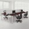 Kee Desking Regency Kee 60 x 24 in. 4 Person Workstation Desk with Privacy Divider- Mahogany Top, Chrome Legs MBSPD12024MHBPCM